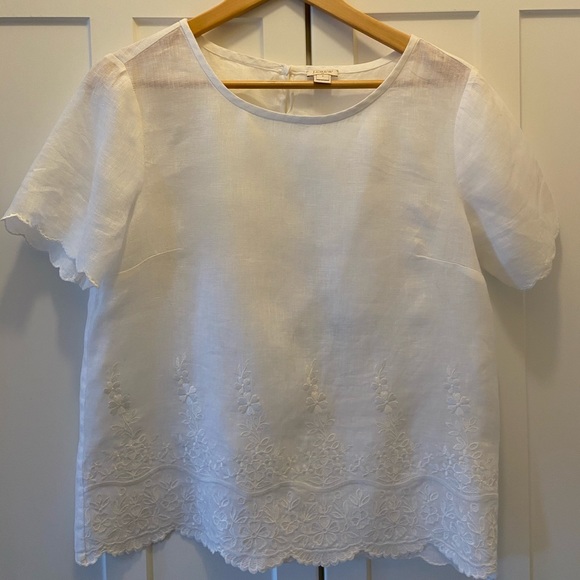 J. Crew Tops - J Crew White Linen blouse